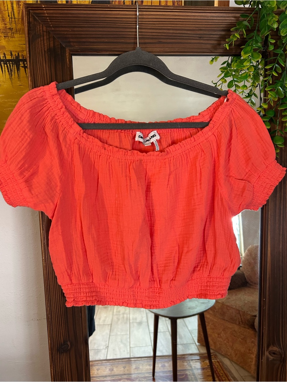 DKNY Off-Shoulder Crop Top - Coral